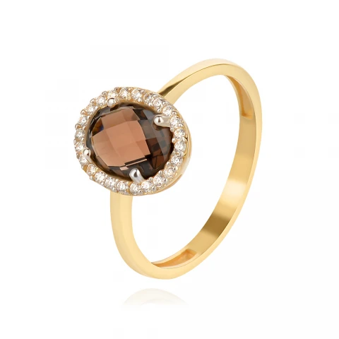 Златен пръстен Smoky Quartz Златен пръстен Smoky Quartz