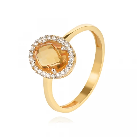 Златен пръстен Citrine Златен пръстен Citrine