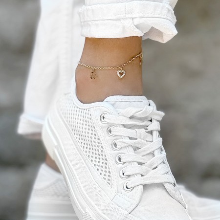 Златна гривна за крак Love Златна гривна за крак Love