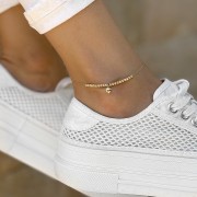 Златна гривна за крак Diamond Love