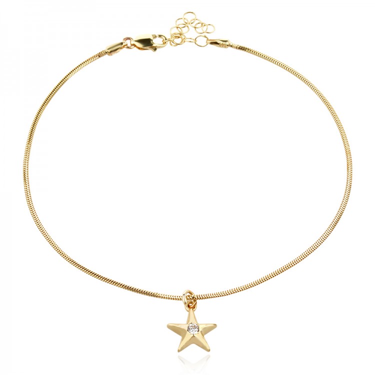 Златна гривна за крак Star - Гривни за Крак